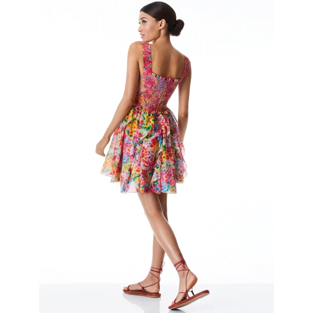 🎀SOLD🎀Alice + Olivia Jocelyn Garden Floral Smocked Mini Dress - Picture 4 of 9